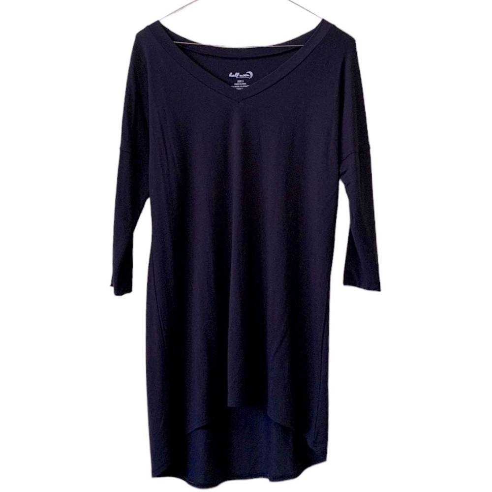 Half Moon | Small | Black Shirt Dress, Long Sleeves, High-low Hemline